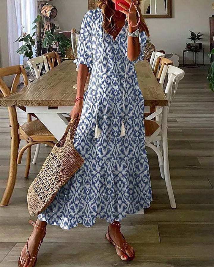 Bohemian Dress with Flattering Waist Design