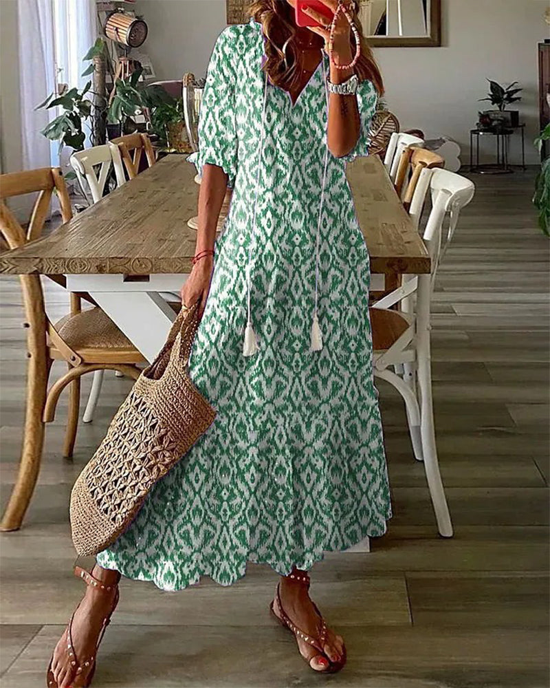 Bohemian Dress with Flattering Waist Design