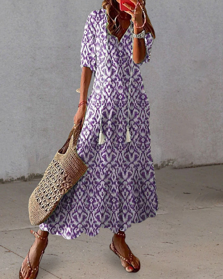 Bohemian Dress with Flattering Waist Design