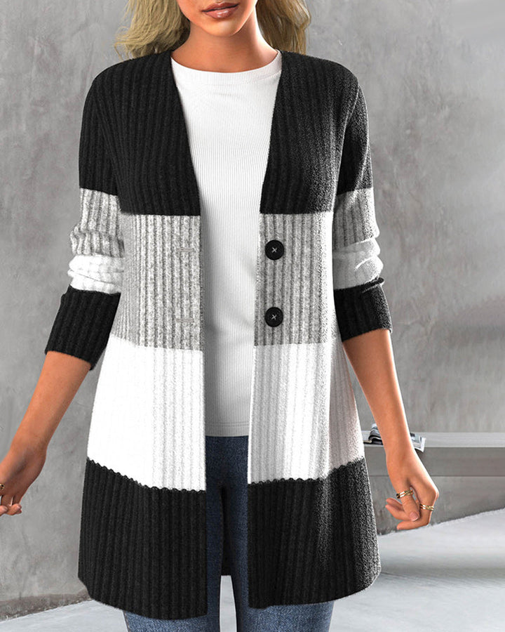 Women's striped buttoned cardigan