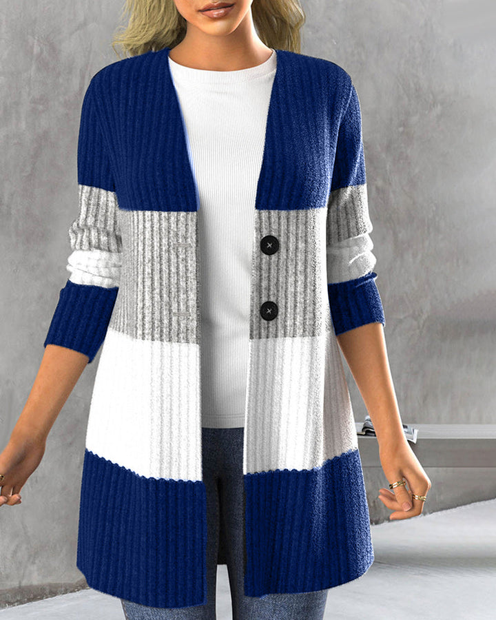 Women's striped buttoned cardigan