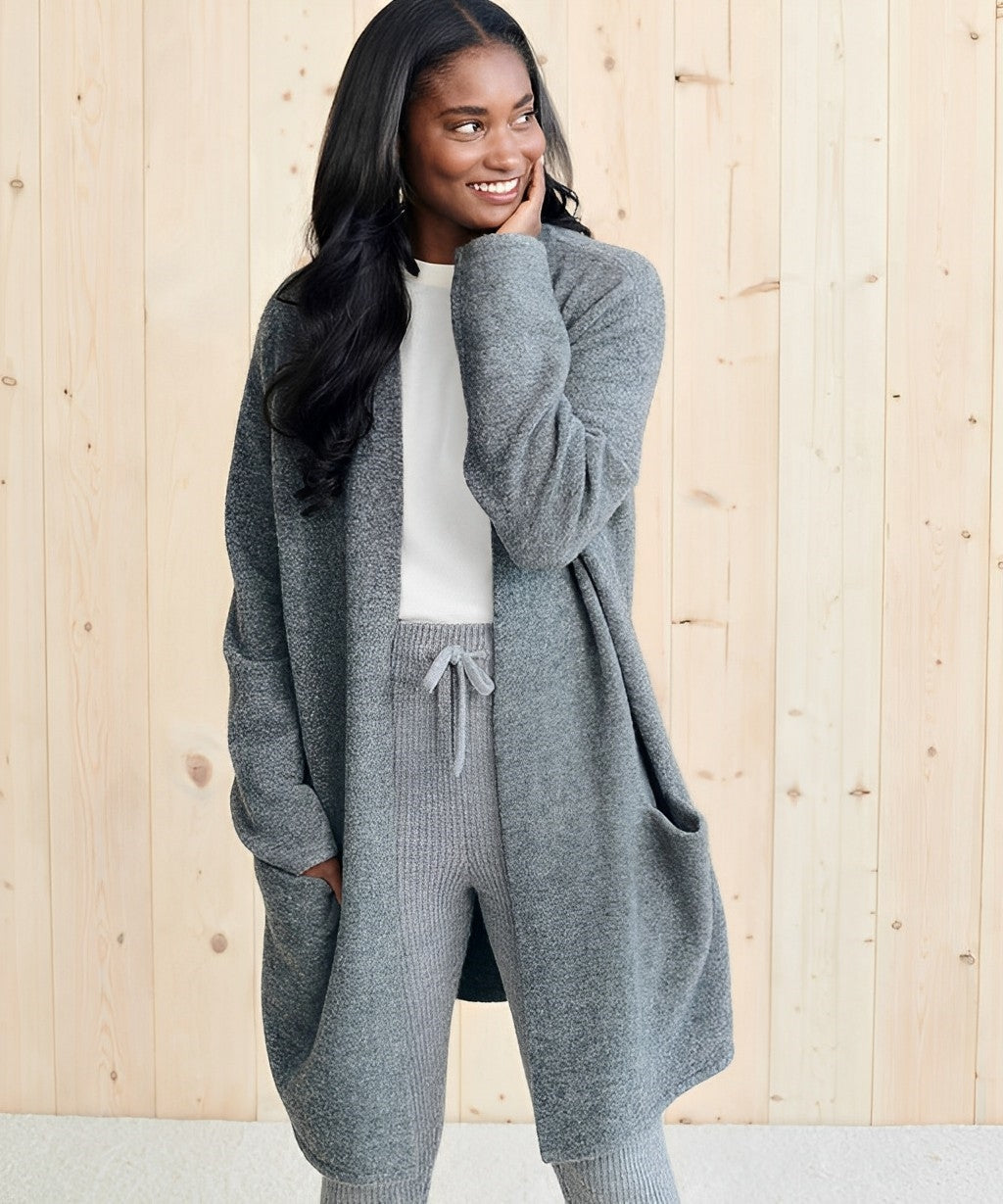 Women's minimalist open-front cardigan