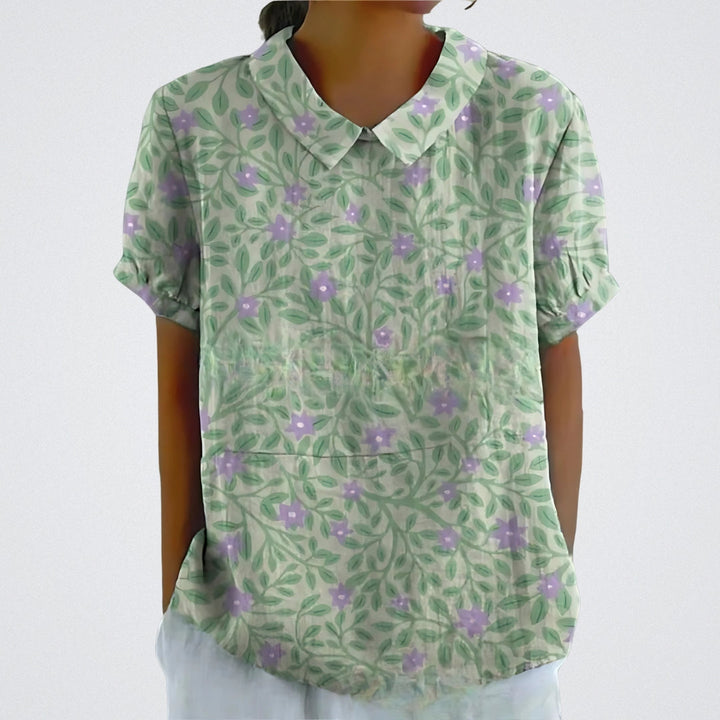 Women's Floral Linen Blouse