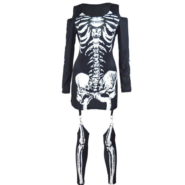 Halloween Skeleton Print Costume Outfit