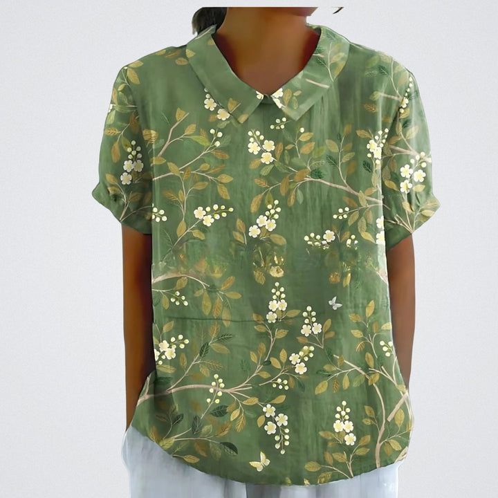 Women's Floral Linen Blouse