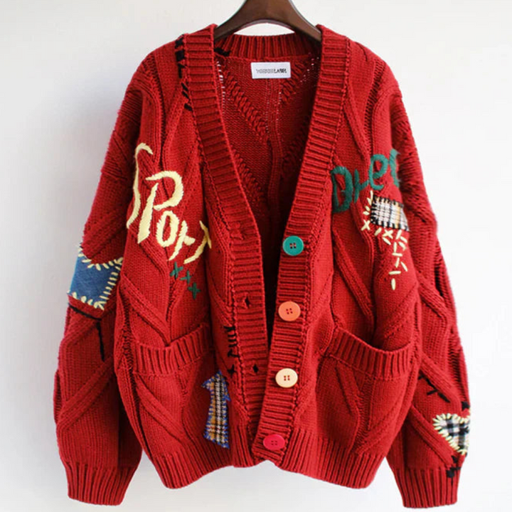 Women's colorful embroidered patterns cardigan