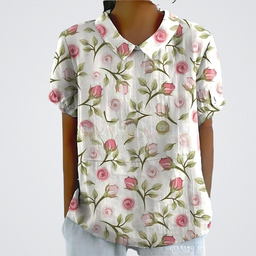 Floral Linen Blouse for Women
