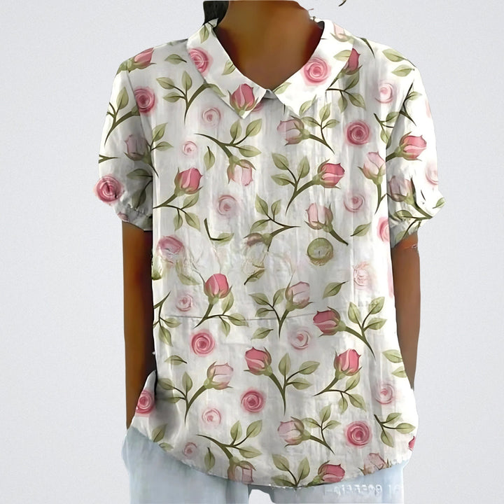 Women's Floral Linen Blouse