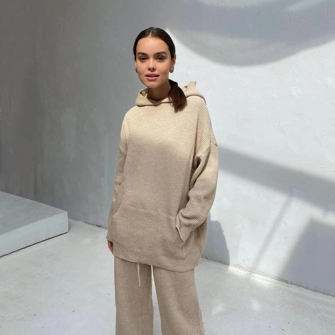 Cozy Women's Knit Hooded Lounge Set