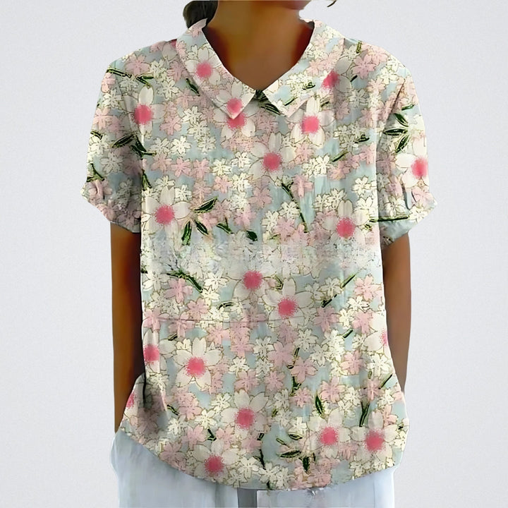 Women's Floral Linen Blouse