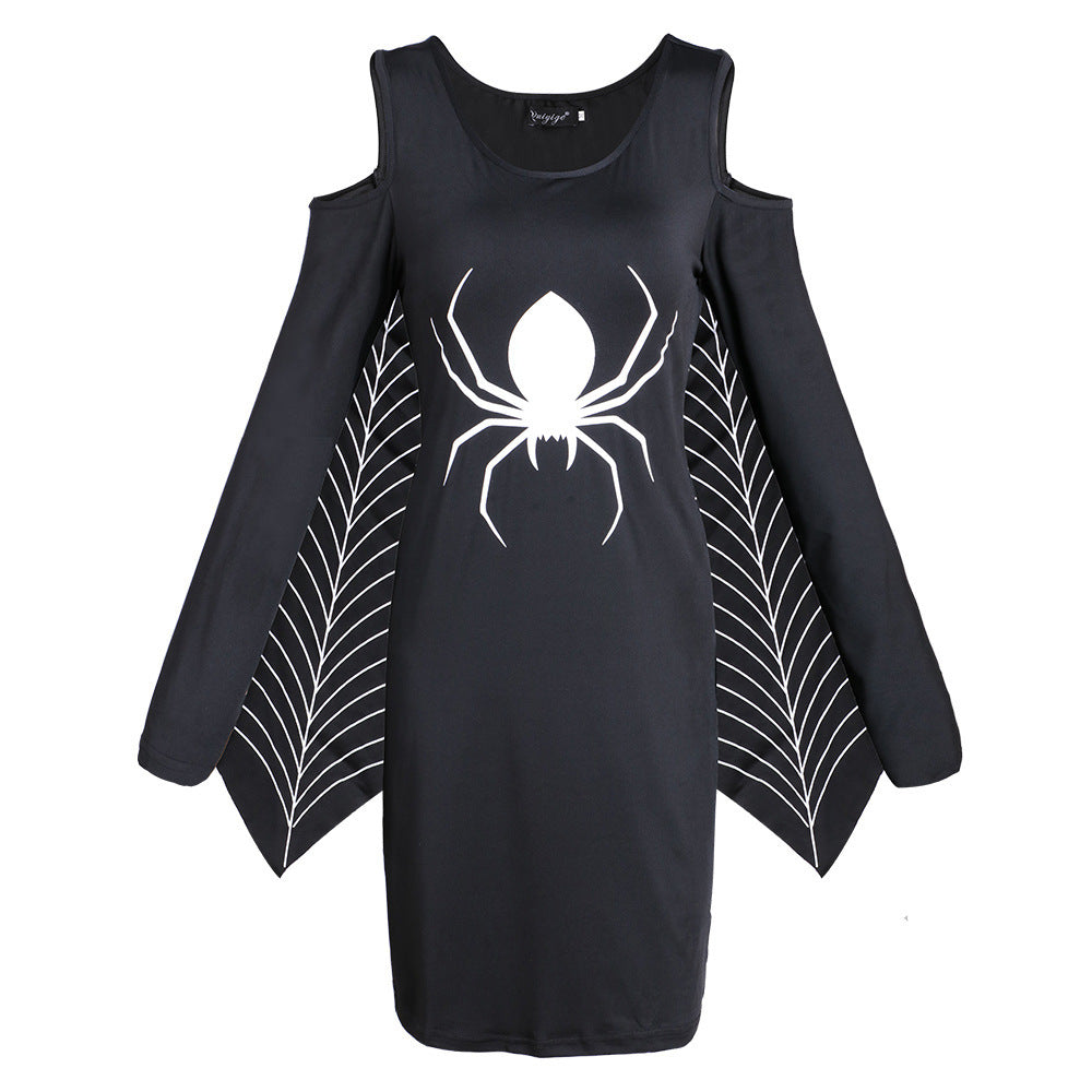 Mini Halloween Dress with Spider Print