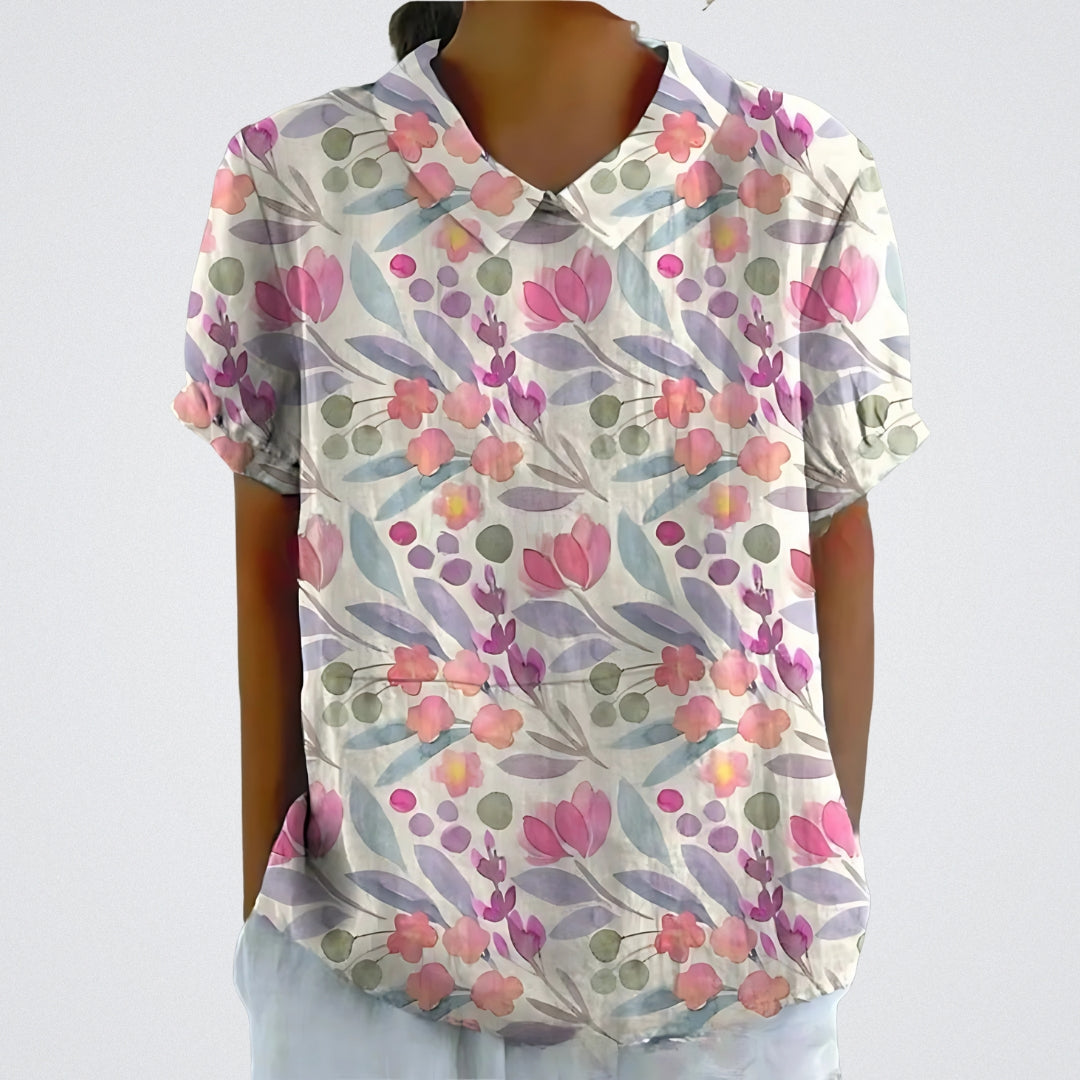 Women's Floral Linen Blouse