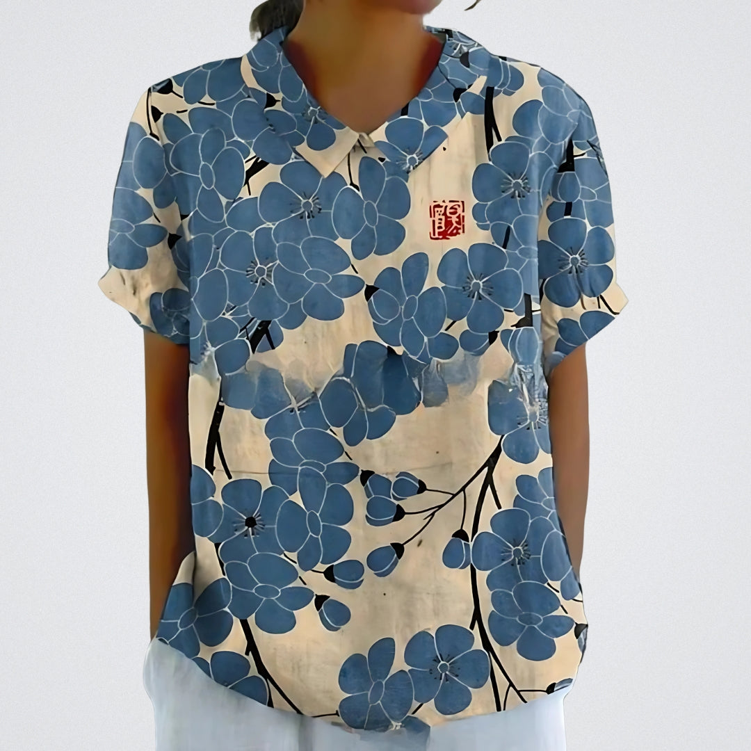 Women's Floral Linen Blouse