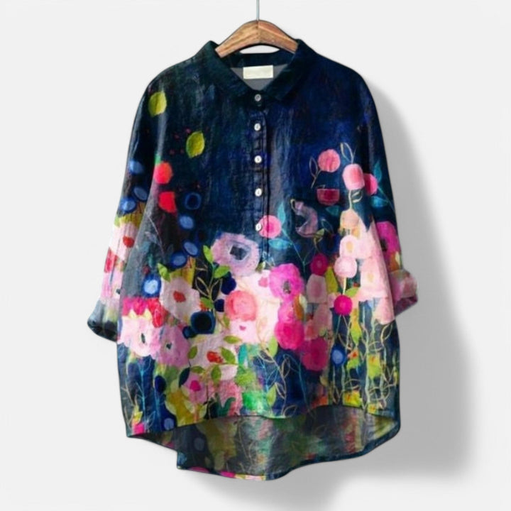 Chic Floral Loose Fit Women's Blouse
