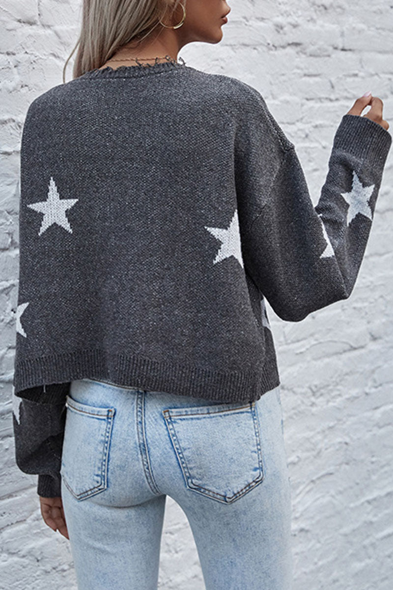 Letty - knitted cardigan with V-neck and star design