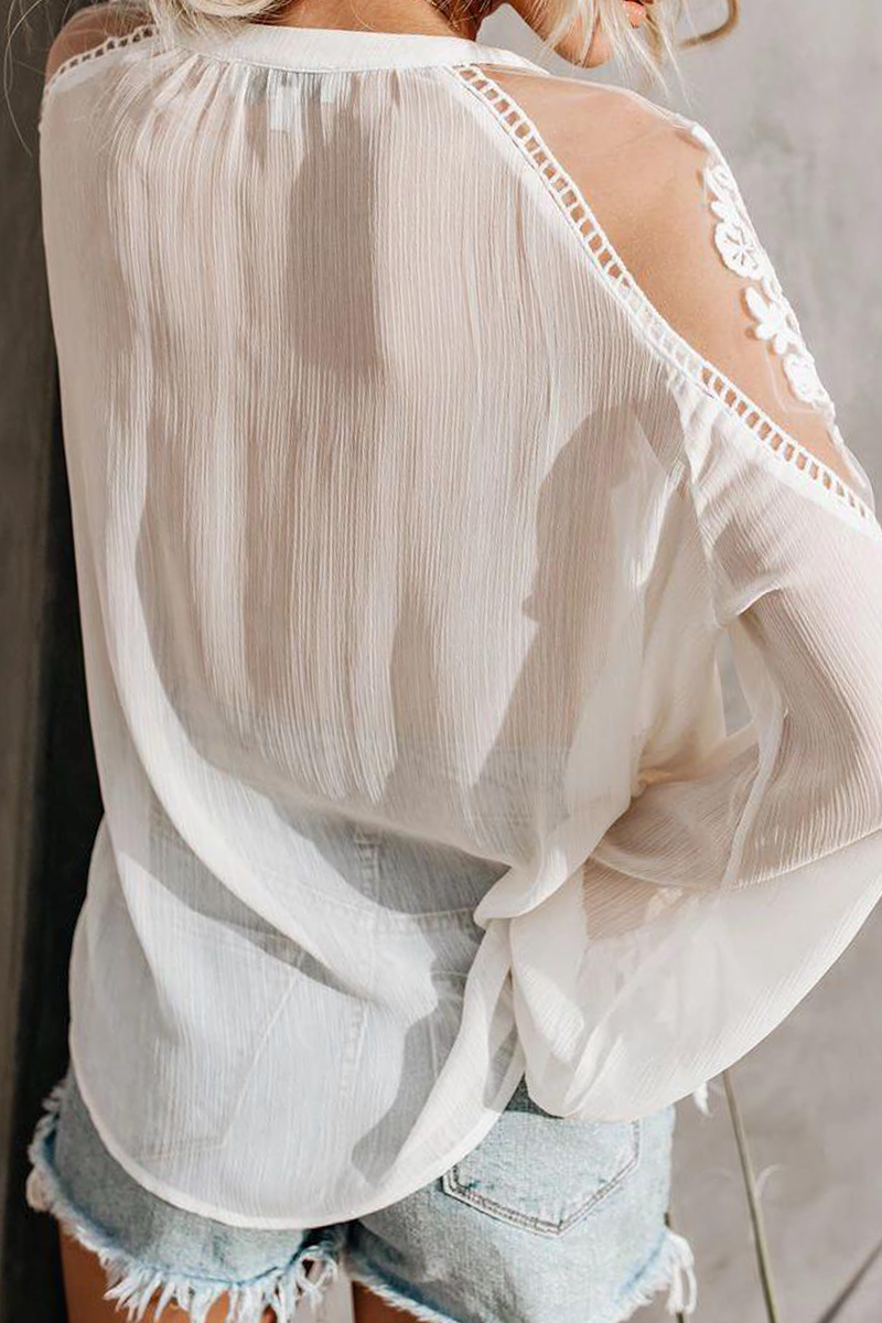 Quinn - lace see-through v neck blouse