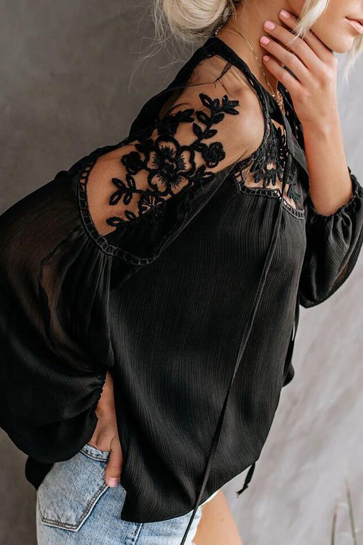 Quinn - lace see-through v neck blouse