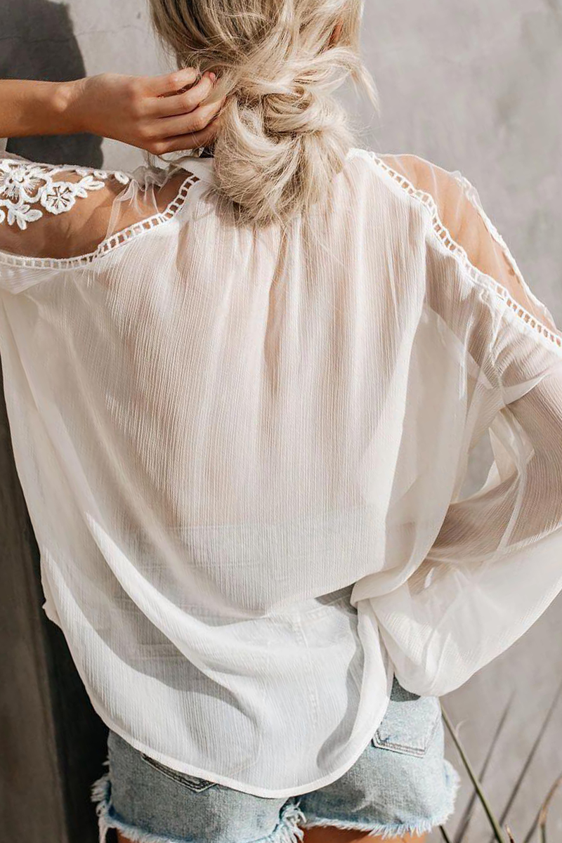 Quinn - lace see-through v neck blouse