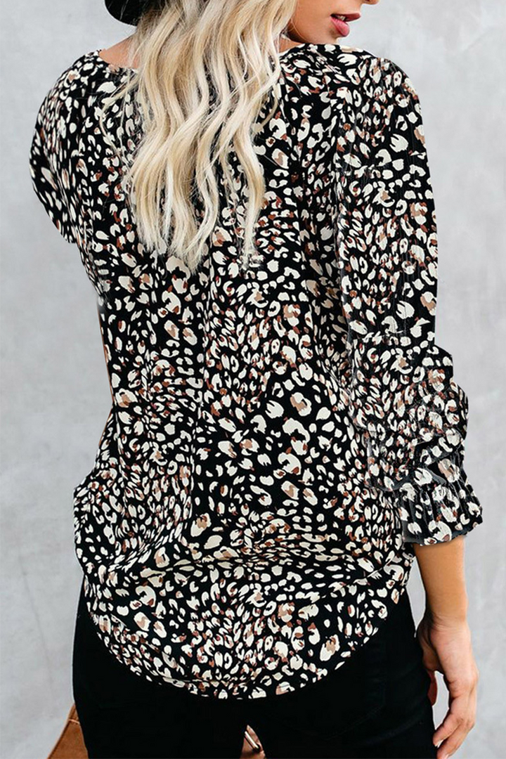 Juliette - Casual Elegant Print V Neck Tops