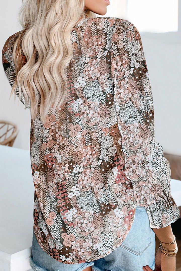 Juliette - Casual Elegant Print V Neck Tops