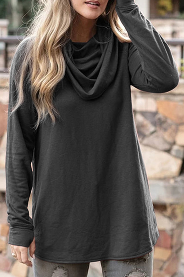 Nancy - Irregular High Collar Loose Top