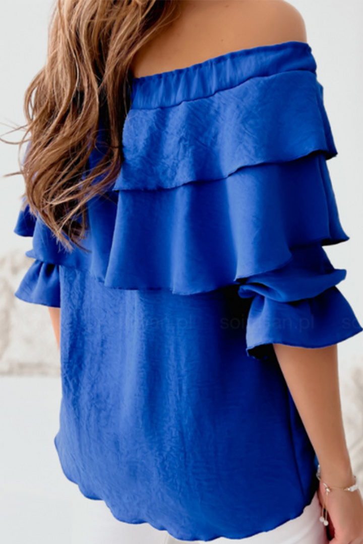 Magdalene - off-shoulder ruffle long sleeve blouses layered tops