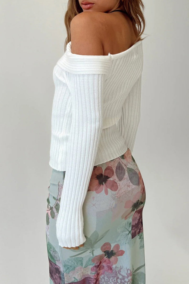 Anabella - casual oblique collar long sleeve tops
