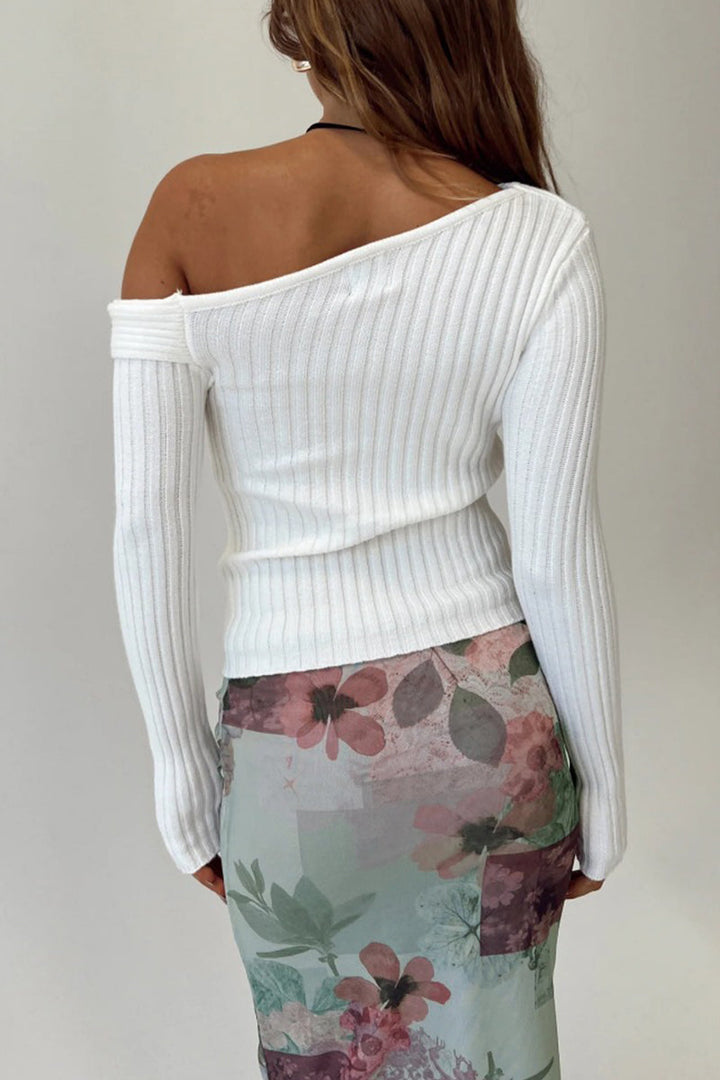 Anabella - casual oblique collar long sleeve tops