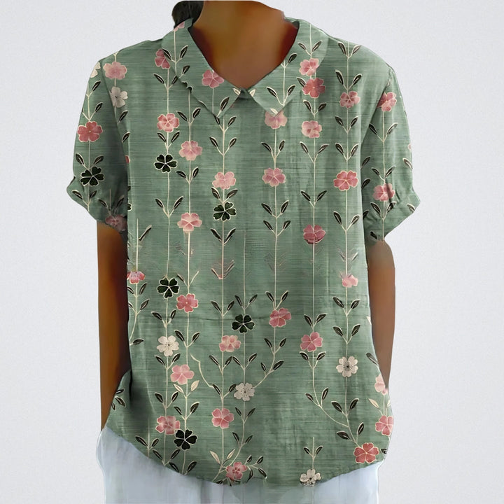 Women's Floral Linen Blouse