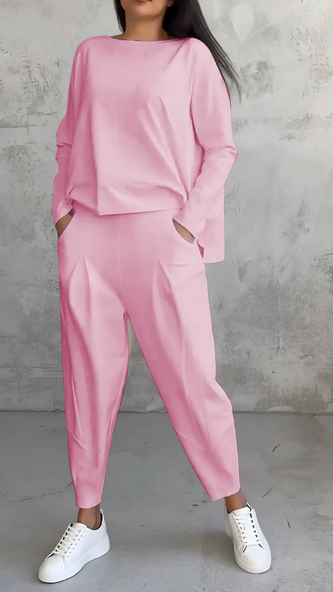 Women's Casual Long Sleeve Top and Harem Pants Set