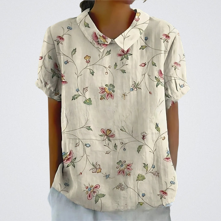 Women's Floral Linen Blouse