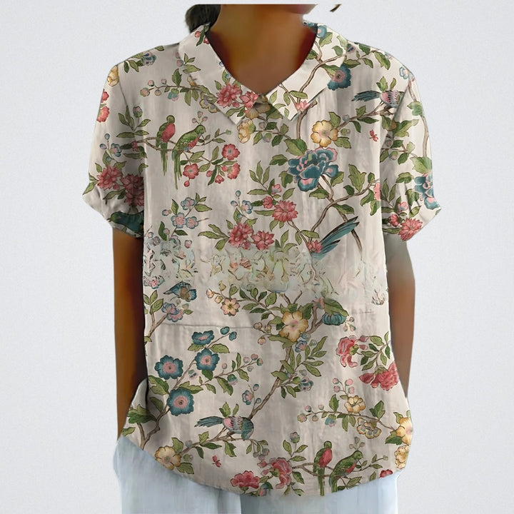Women's Floral Linen Blouse