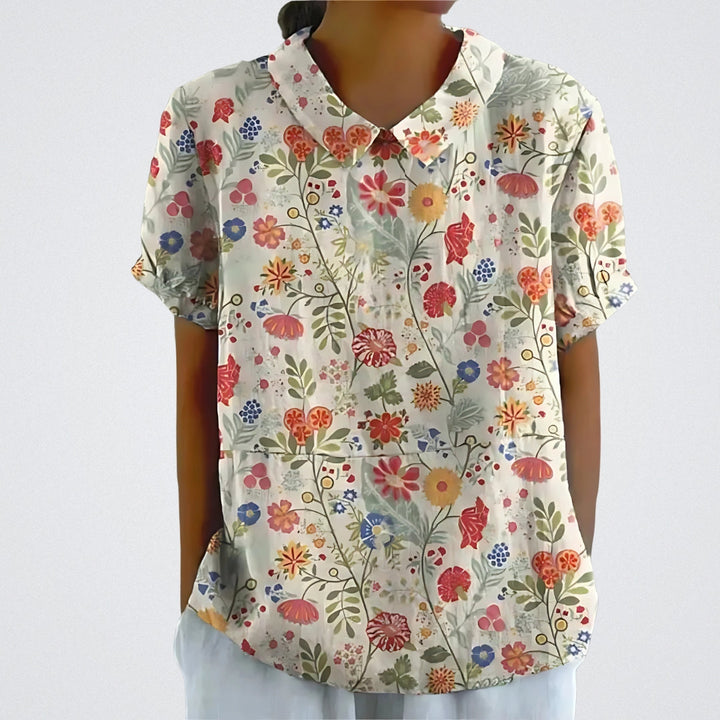 Women's Floral Linen Blouse