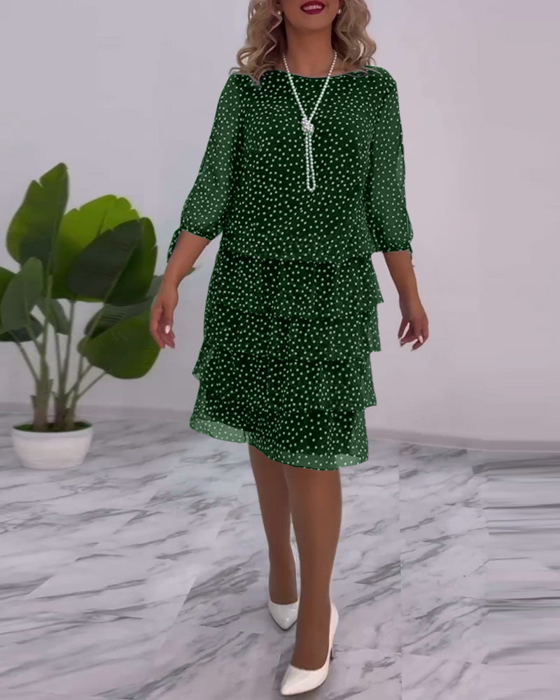 Tiered Dress with Polka Dot Design