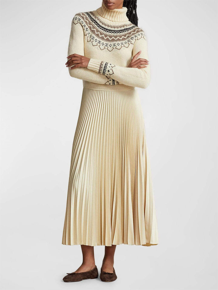 Women's Wool Turtleneck Sweater with Fair Isle Pattern