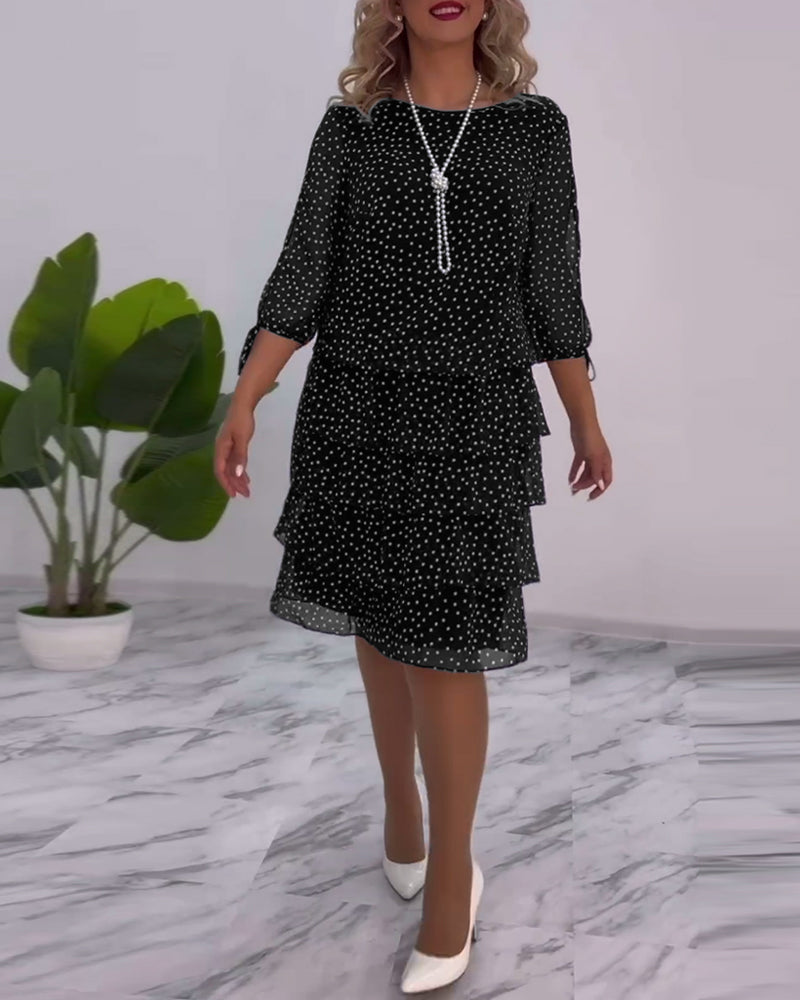 Tiered Dress with Polka Dot Design