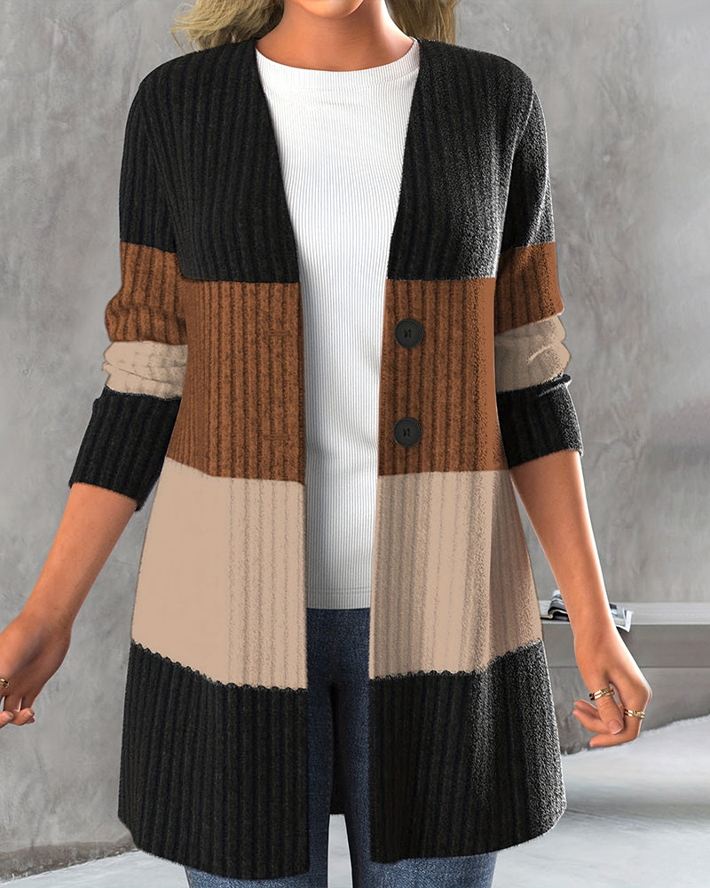 Women's striped buttoned cardigan
