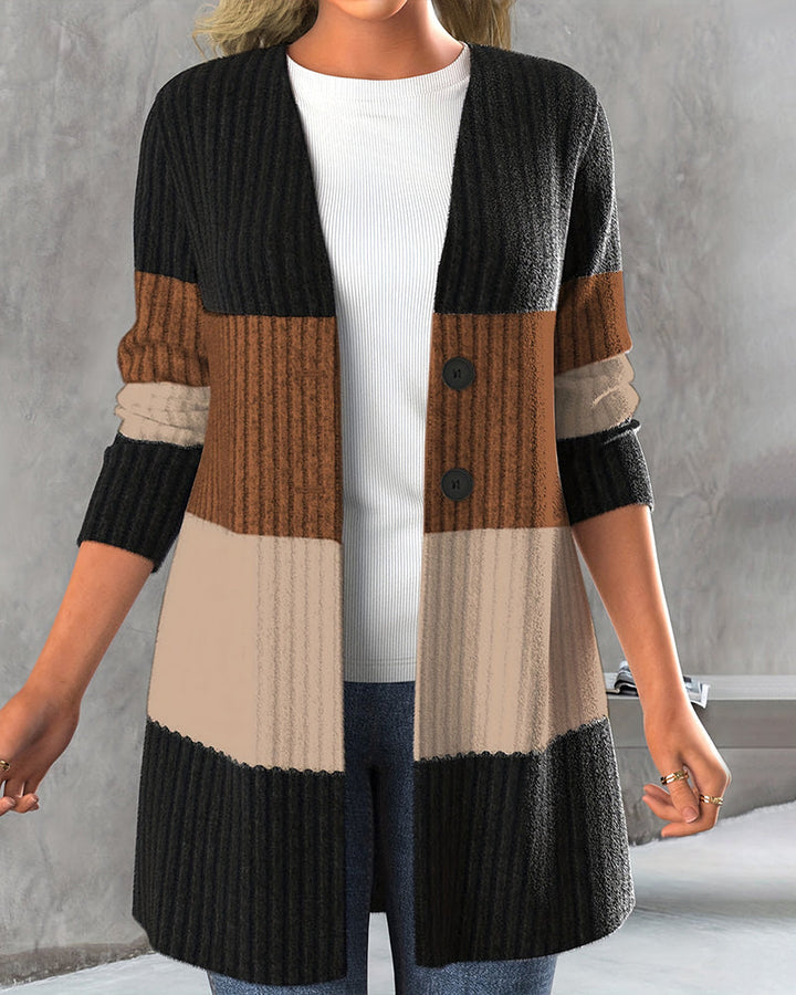 Women's striped buttoned cardigan