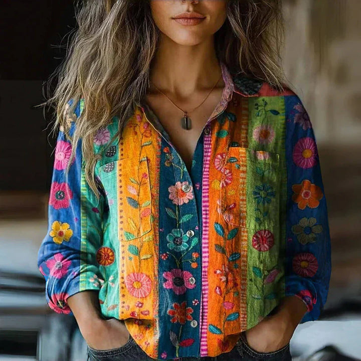 Vintage-Inspired Floral Print Blouse