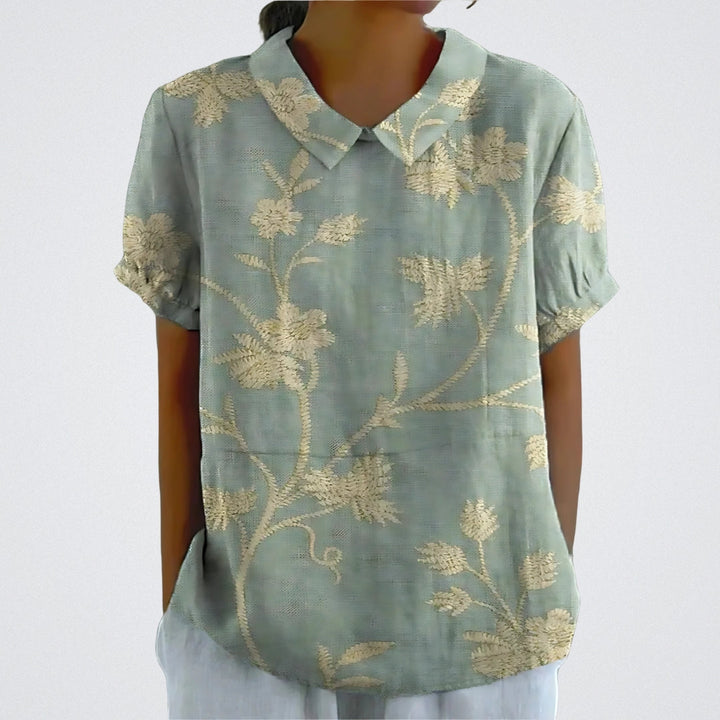 Women's Floral Linen Blouse