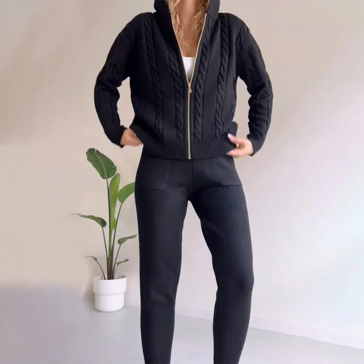 Women's Zip-Up Hoodie and Shorts Set