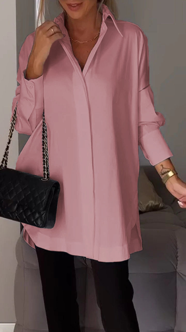 Women's oversized button-up shirt plain