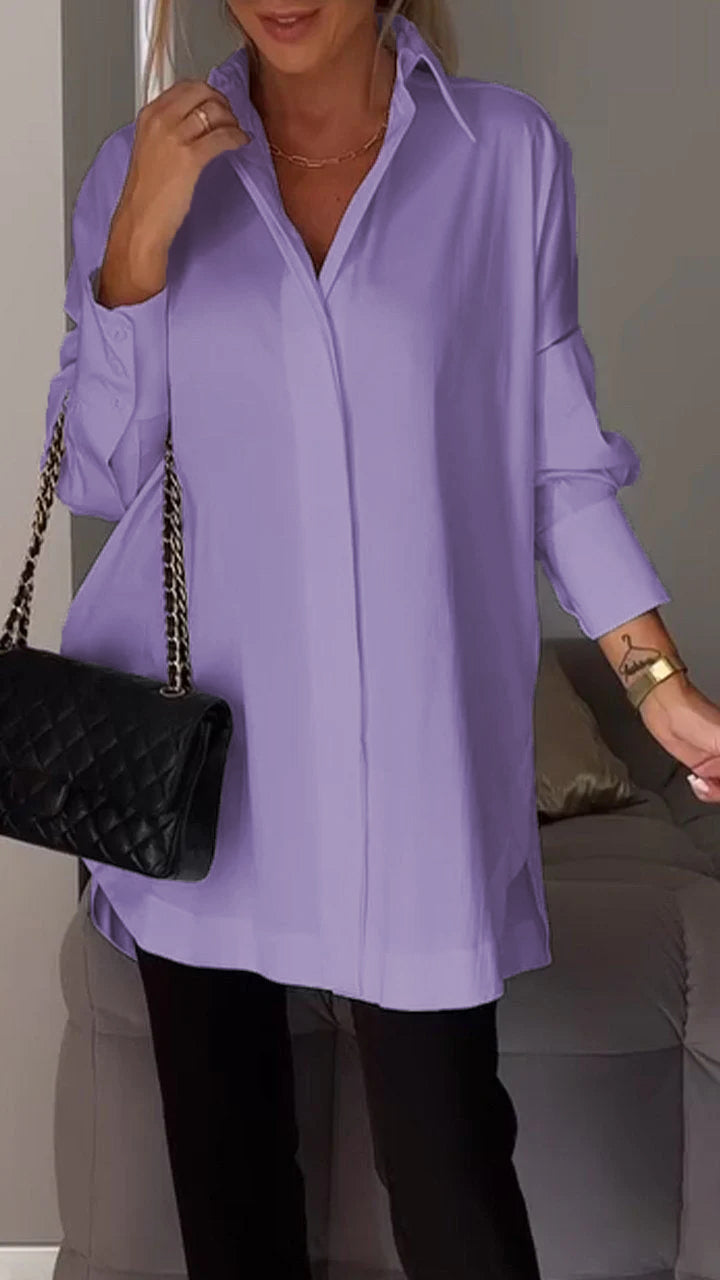 Women's oversized button-up shirt plain