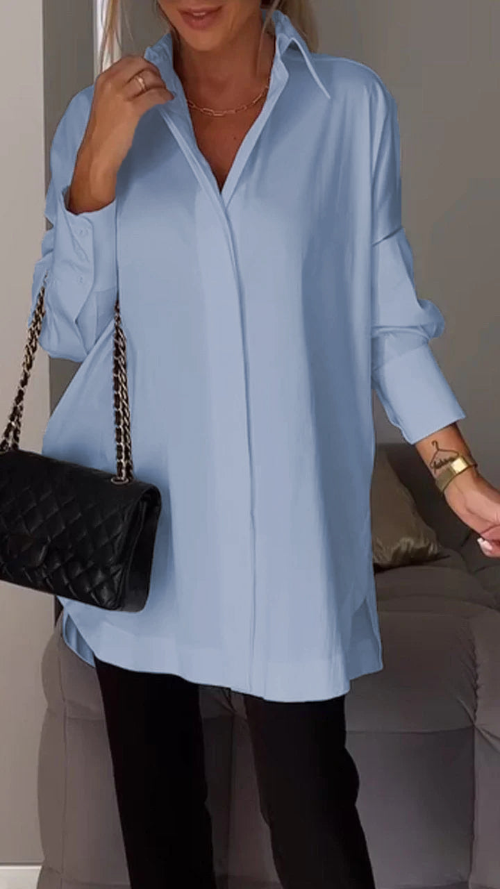 Women's oversized button-up shirt plain
