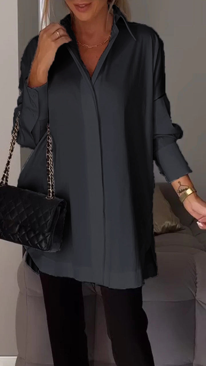 Women's oversized button-up shirt plain