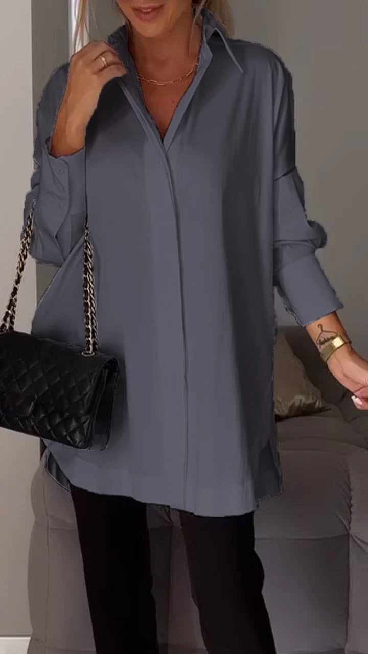 Women's oversized button-up shirt plain