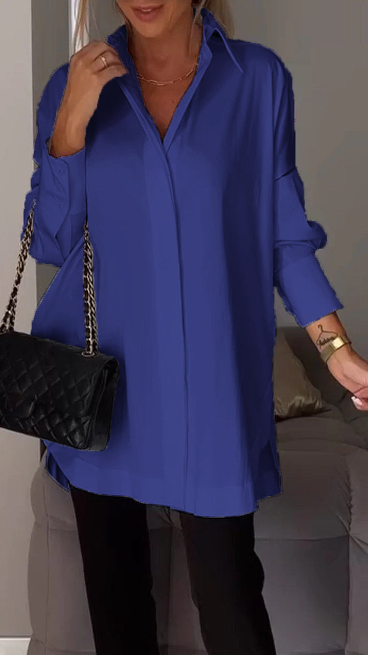 Women's oversized button-up shirt plain