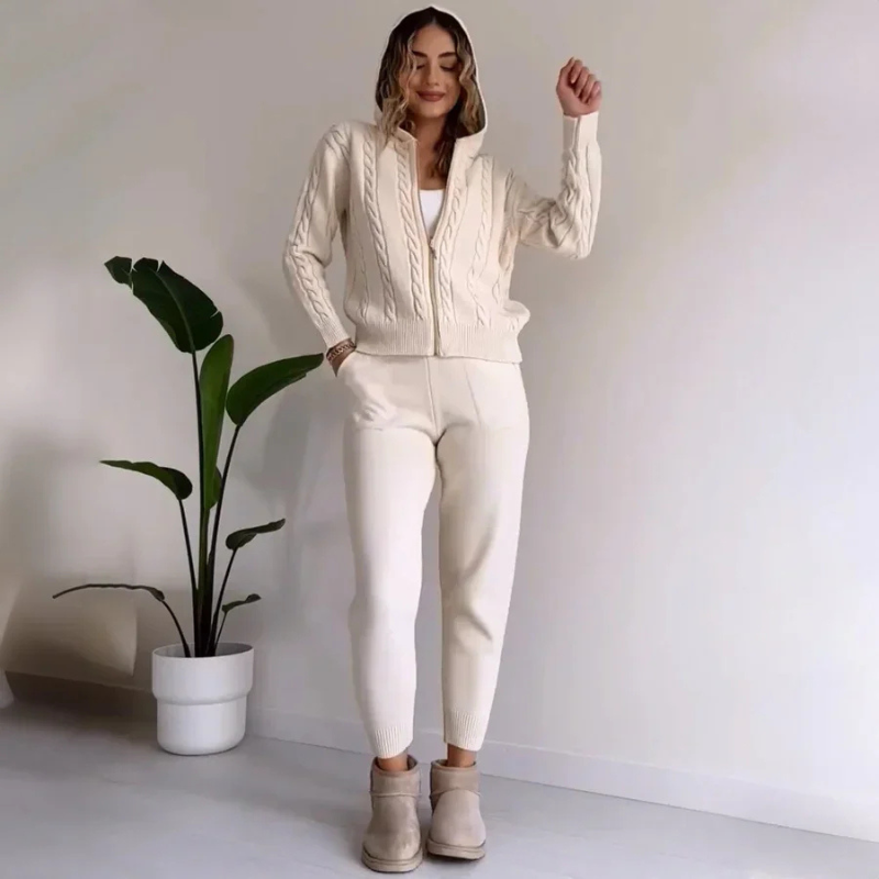 Women's Zip-Up Hoodie and Shorts Set