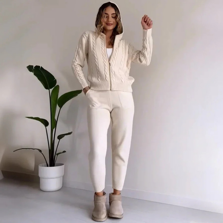 Women's Zip-Up Hoodie and Shorts Set
