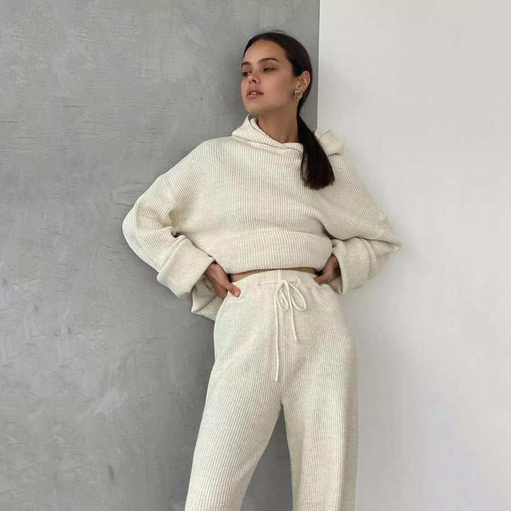 Cozy Women's Knit Hooded Lounge Set